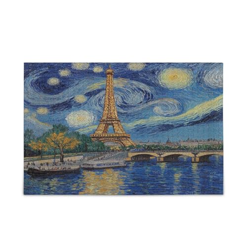 Paris Sternennacht Erwachsenen-Puzzle, Familienpuzzle, 500 Teile, 50 x 37 cm von RPLIFE