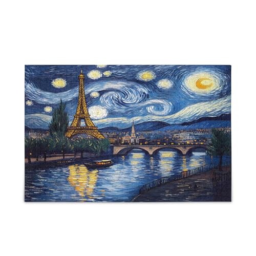 Paris Sternennacht-Malerei Erwachsene Holzpuzzle Hübsches Puzzle 500 Teile Puzzle für Familie 20,5 × 14,22,9 cm Paris Sternennacht-Malerei Erwachsene Holzpuzzle Hübsches Puzzle 500 Teile Puzzle für Familie 20,5 × 14,22,9 cm von RPLIFE