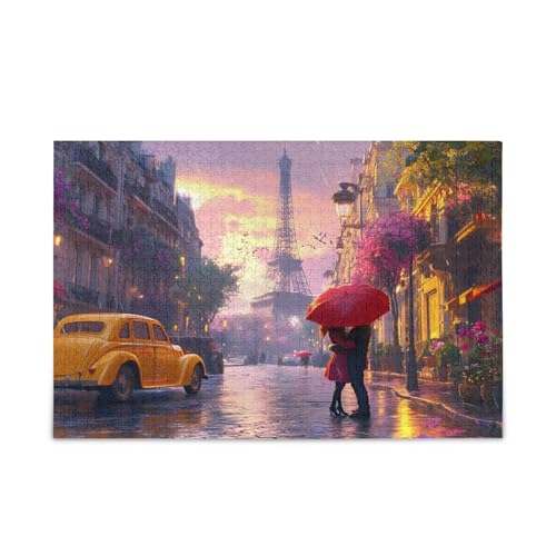 Paris Vibrant Street Scene Family Puzzle, 500 Teile Puzzles für Erwachsene, Lustige Puzzles für Erwachsene, Puzzle mit Buchstaben auf der Rückseite von RPLIFE