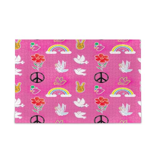 Playful Freedom Pink Adult Wooden Puzzles Wooden Jigsaw Puzzles for Adults 500 Pieces Puzzle for Family 20.5×14.22.9 cm von RPLIFE