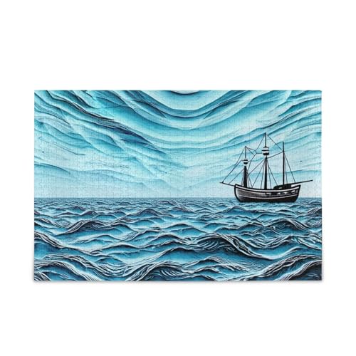 Puzzle "Painting Boat at See", 1000 Teile, 74 x 50 cm von RPLIFE
