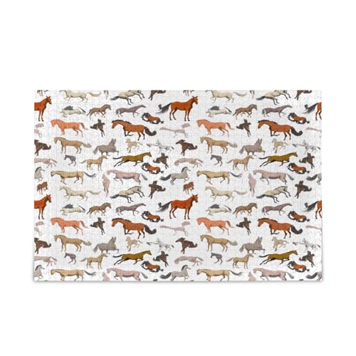 Puzzle für Pferderassen, weiß, für Erwachsene, Familienpuzzle, 500 Teile, 50 x 37 cm von RPLIFE