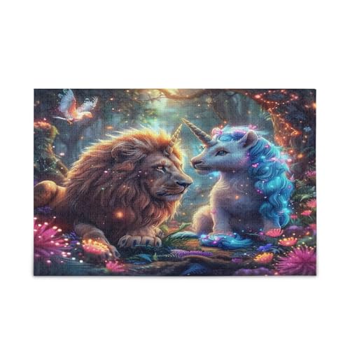 Puzzle mit Löwen und Einhorn, Familienpuzzles, 500 Teile, 50 x 37 cm von RPLIFE