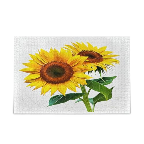 Puzzle mit Sonnenblumen-Aquarellmalerei, weißes Holz, 1000 Teile, 75 x 50 cm Puzzle mit Sonnenblumen-Aquarellmalerei, weißes Holz, 1000 Teile, 75 x 50 cm von RPLIFE