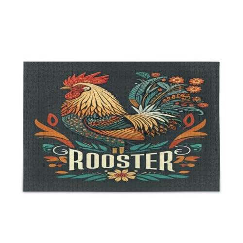 Puzzle mit Vintage-Hahn-Blumenmuster, für Erwachsene, Gehirnspiel, 500 Teile, Puzzle für Familie, 50,5 x 37,8 cm, Dunkelgrün Puzzle mit Vintage-Hahn-Blumenmuster, für Erwachsene, Gehirnspiel, 500 Teile, Puzzle für Familie, 50,5 x 37,8 cm, Dunkelgrün von RPLIFE