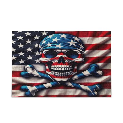 Puzzle mit amerikanischer Flagge, Totenkopf-Pirat, für Erwachsene, hübsches Puzzle, 500 Teile, Puzzle für Familie, 50 x 37 cm Puzzle mit amerikanischer Flagge, Totenkopf-Pirat, für Erwachsene, hübsches Puzzle, 500 Teile, Puzzle für Familie, 50 x 37 cm von RPLIFE