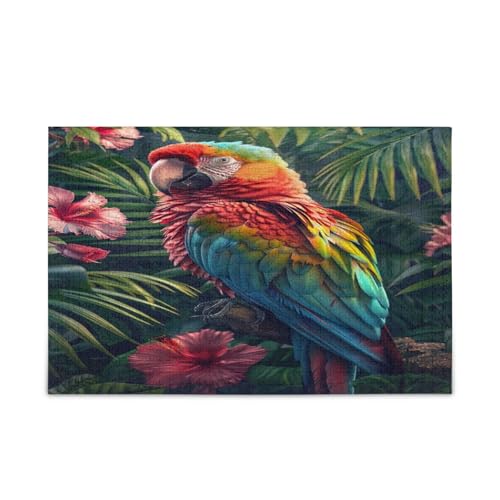 Puzzle mit bunten Papageien, tropische Blume, Erwachsenen-Puzzle, Gehirnspiel, 1000 Teile, Puzzle für Familie, 75 x 70 cm von RPLIFE