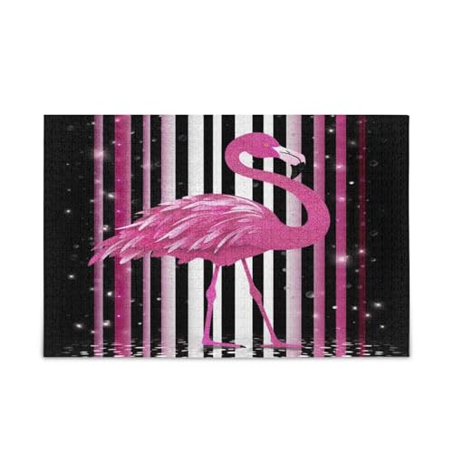 Puzzle mit rosa Flamingo-Streifen, 1000 Teile, 74 x 50 cm Puzzle mit rosa Flamingo-Streifen, 1000 Teile, 74 x 50 cm von RPLIFE