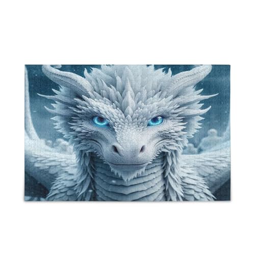 Puzzle mit weißen Drachen und blauen Augen, 1000 Teile, 74 x 50 cm Puzzle mit weißen Drachen und blauen Augen, 1000 Teile, 74 x 50 cm von RPLIFE