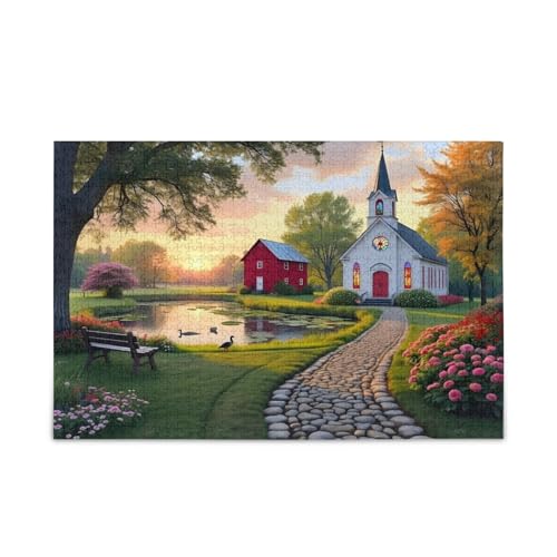 Retro-Kirchen-Puzzle, Holzpuzzles für Erwachsene, 500 Teile, Puzzle für Familie, 50 x 37 cm Retro-Kirchen-Puzzle, Holzpuzzles für Erwachsene, 500 Teile, Puzzle für Familie, 50 x 37 cm von RPLIFE