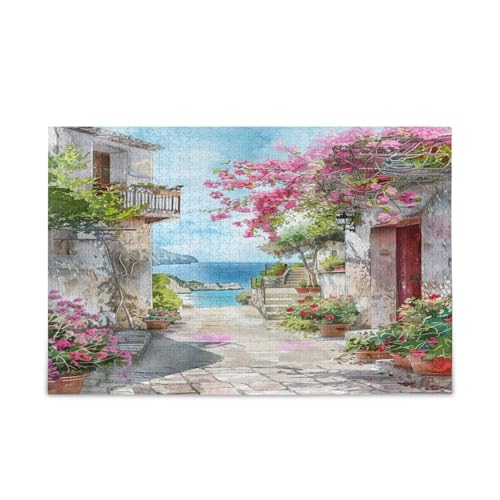 Romantische italienische Alleyway-Holz-Puzzle, Puzzle, Spielzeug, 1000 Teile, Puzzle für Familie, 74 x 70 cm Romantische italienische Alleyway-Holz-Puzzle, Puzzle, Spielzeug, 1000 Teile, Puzzle für Familie, 74 x 70 cm von RPLIFE