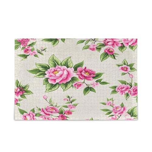Rosa Blumen Grün Erwachsene Holzpuzzles Schöne Puzzles für Erwachsene 500 Teile Puzzle für Familie 20,5 × 14,22,9 cm Rosa Blumen Grün Erwachsene Holzpuzzles Schöne Puzzles für Erwachsene 500 Teile Puzzle für Familie 20,5 × 14,22,9 cm von RPLIFE