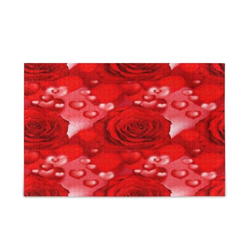 Roses Red Jigsaw Puzzles Einzigartige Puzzles für Erwachsene 1000 Teile Puzzle für Erwachsene 29,5 × 19,78 cm von RPLIFE
