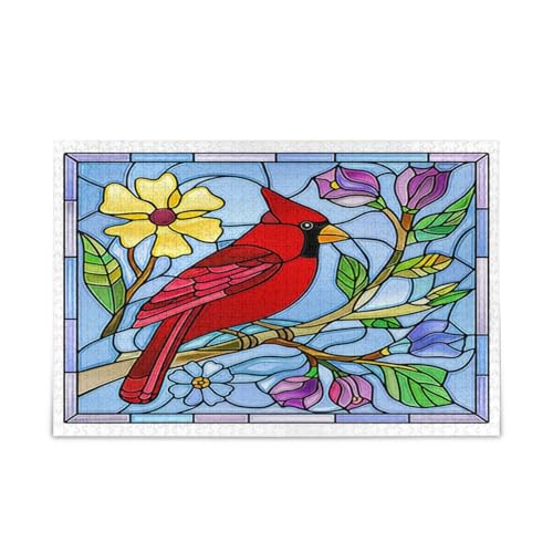 Schickes Buntglas-Puzzles mit rotem Vogel für Familie, 500 Teile, 50 x 37 cm Schickes Buntglas-Puzzles mit rotem Vogel für Familie, 500 Teile, 50 x 37 cm von RPLIFE