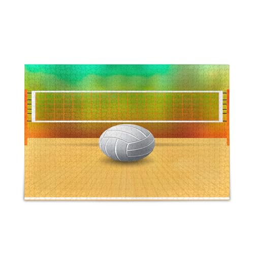 Schickes Volleyballfeld-Puzzle für Erwachsene, lustige Puzzles, 1000 Teile, Puzzle für Familie, 74 x 70 cm, Orange von RPLIFE