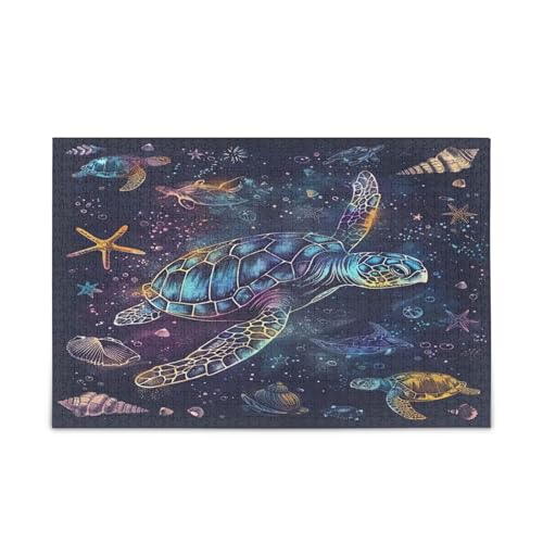 Schildkröte dunkelblaues Erwachsenen-Puzzle, Puzzle, 1000 Teile, 74 x 50 cm von RPLIFE