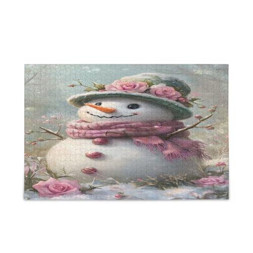 Schneemann Rosa Rosen Puzzles Puzzle Spielzeug 500 Teile Puzzle für Familie 20,5 × 14,22,9 cm Schneemann Rosa Rosen Puzzles Puzzle Spielzeug 500 Teile Puzzle für Familie 20,5 × 14,22,9 cm von RPLIFE