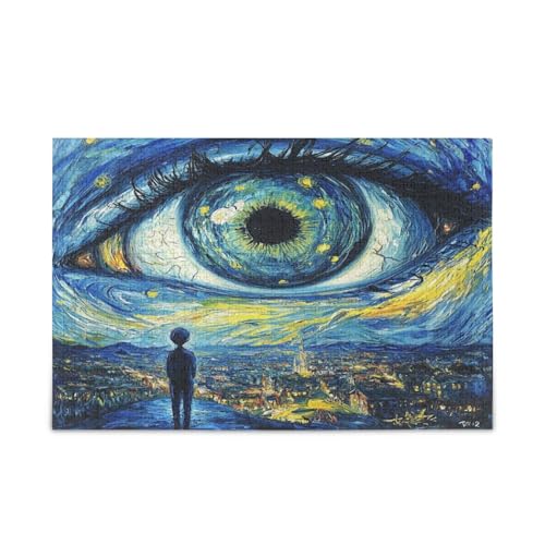 Schönes Auge Sternennacht-Stil Blau Holzpuzzles Einzigartiges Puzzle 1000 Teile Puzzle für Erwachsene 29,5 × 19,78 cm Schönes Auge Sternennacht-Stil Blau Holzpuzzles Einzigartiges Puzzle 1000 Teile Puzzle für Erwachsene 29,5 × 19,78 cm von RPLIFE