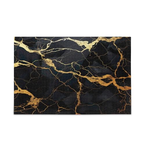 Schwarz-goldene Marmor-Puzzles für Familie, 1000 Teile, 74 x 50 cm Schwarz-goldene Marmor-Puzzles für Familie, 1000 Teile, 74 x 50 cm von RPLIFE