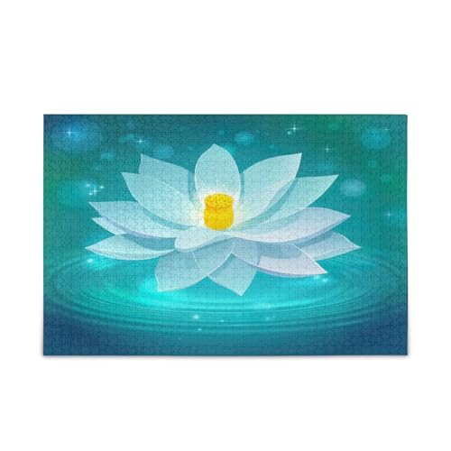 Serene Lotus Bloom Teal Holzpuzzles Gehirnspiel, 1000 Teile, Puzzle für Familie, 74 x 70 cm Serene Lotus Bloom Teal Holzpuzzles Gehirnspiel, 1000 Teile, Puzzle für Familie, 74 x 70 cm von RPLIFE