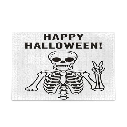 Skelett Happy Halloween Holzpuzzle Holzpuzzle Erwachsene 500 Teile Puzzle für Familie 20,5 × 14,22,9 cm Skelett Happy Halloween Holzpuzzle Holzpuzzle Erwachsene 500 Teile Puzzle für Familie 20,5 × 14,22,9 cm von RPLIFE