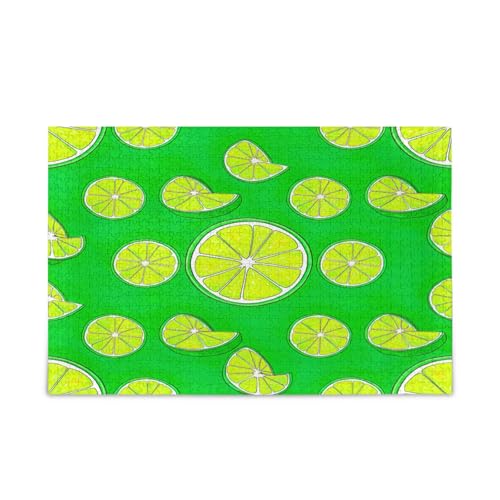 Sliced Limes Fun Green Wooden Puzzles Wooden Jigsaw Puzzles for Adults 500 Pieces Puzzle for Family 20.5×14.22.9 cm von RPLIFE