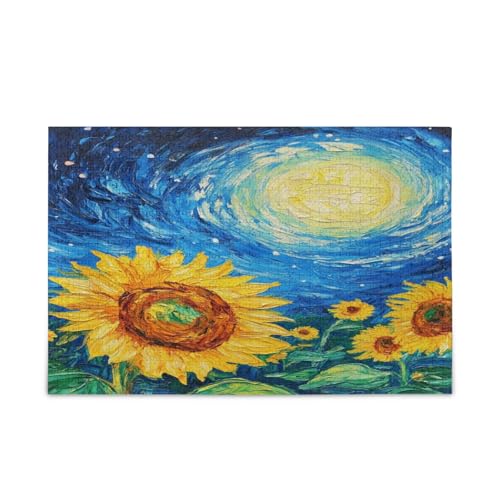 Sonnenblumen-Holzpuzzle Sternennacht, Holzpuzzle für Erwachsene, 1000 Teile, Puzzle für Familie, 74 x 50 cm Sonnenblumen-Holzpuzzle Sternennacht, Holzpuzzle für Erwachsene, 1000 Teile, Puzzle für Familie, 74 x 50 cm von RPLIFE