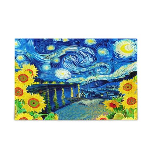 Sonnenblumen Sternennacht Holzpuzzles Einzigartige Puzzles für Erwachsene 1000 Teile Puzzle für Erwachsene 29,5 × 19,78 cm Sonnenblumen Sternennacht Holzpuzzles Einzigartige Puzzles für Erwachsene 1000 Teile Puzzle für Erwachsene 29,5 × 19,78 cm von RPLIFE