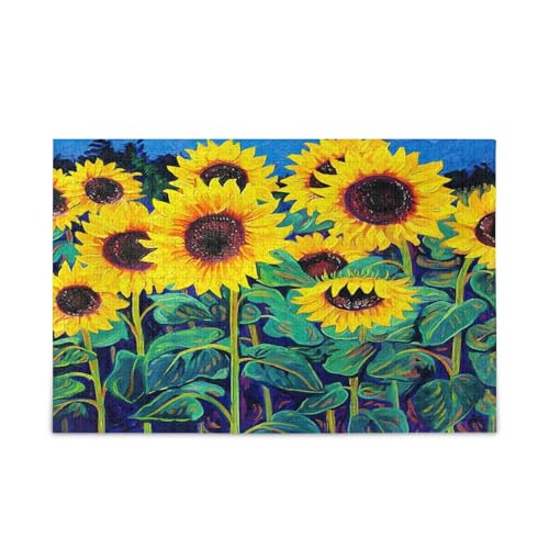 Sonnenblumenfeld-Ölgemälde, Erwachsenenpuzzle, Familienpuzzle, 500 Teile, 50 x 37 cm Sonnenblumenfeld-Ölgemälde, Erwachsenenpuzzle, Familienpuzzle, 500 Teile, 50 x 37 cm von RPLIFE