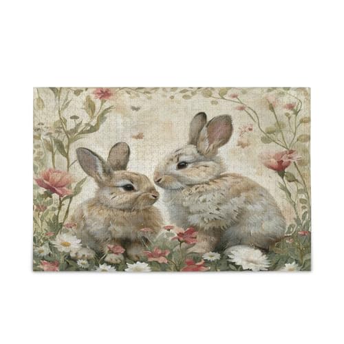 Spring Bunnies Osterhasenpuzzles Lustige Puzzles für Erwachsene 1000 Teile Puzzle für Familie 29,5 × 19,78 cm von RPLIFE