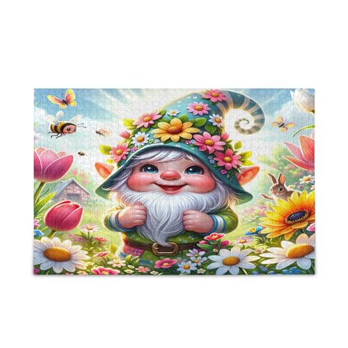 Spring Cute Gnome Puzzles for Family, 1000 Piece Puzzle for Adults, Pretty Puzzle, Picture Puzzle von RPLIFE