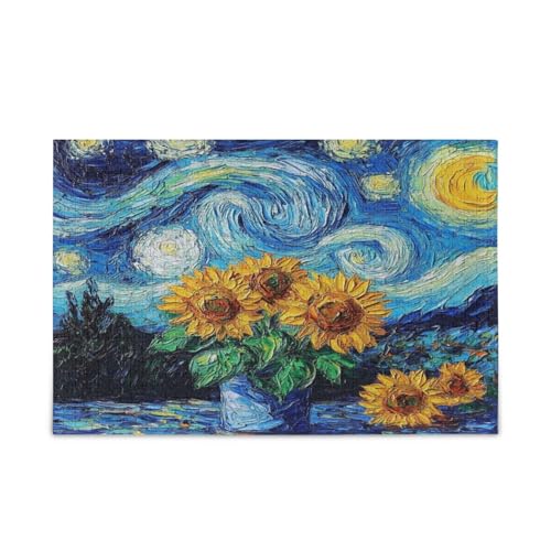 Sternennacht, Sonnenblumen, Blau, Erwachsene, Holzpuzzles, Familienpuzzles, 500 Teile, 50 x 37 cm Sternennacht, Sonnenblumen, Blau, Erwachsene, Holzpuzzles, Familienpuzzles, 500 Teile, 50 x 37 cm von RPLIFE