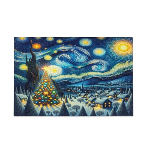Sternennacht, Weihnachtsbaum, Blau, Holz, Puzzle, 1000 Teile, 75 x 70 cm Sternennacht, Weihnachtsbaum, Blau, Holz, Puzzle, 1000 Teile, 75 x 70 cm von RPLIFE