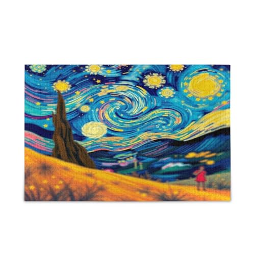 Sternennacht, wirbelnder Himmel, Erwachsenen-Holzpuzzle, Bildpuzzle, 500 Teile, Puzzle für Familie, 50 x 37 cm Sternennacht, wirbelnder Himmel, Erwachsenen-Holzpuzzle, Bildpuzzle, 500 Teile, Puzzle für Familie, 50 x 37 cm von RPLIFE