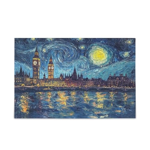 Sternennacht-Puzzle, London, hübsches Puzzle, 1000 Teile, Puzzle für Familie, 74 x 70 cm von RPLIFE