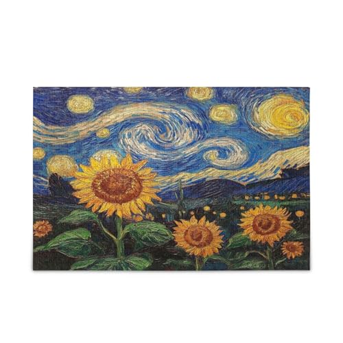 Sternennacht-Sonnenblumen-Puzzle, Familienpuzzle, 1000 Teile, 74 x 50 cm von RPLIFE