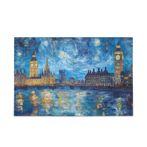 Sternennachtstil, blaues Holzpuzzle für Erwachsene, 500 Teile, Puzzle für Familie, 50 x 37 cm Sternennachtstil, blaues Holzpuzzle für Erwachsene, 500 Teile, Puzzle für Familie, 50 x 37 cm von RPLIFE