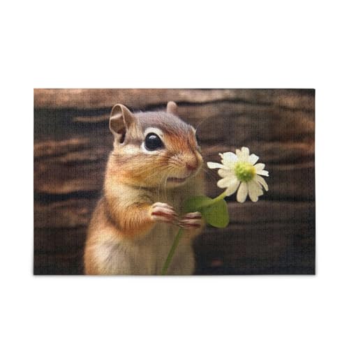 Streifenhörnchen Tierblumen-Holzpuzzles für Erwachsene, 500 Teile, Puzzle für Familie, 50,5 x 37,8 cm Streifenhörnchen Tierblumen-Holzpuzzles für Erwachsene, 500 Teile, Puzzle für Familie, 50,5 x 37,8 cm von RPLIFE