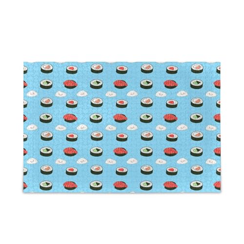 Sushi Blue Adult Jigsaw Puzzles Fun Puzzles 1000 Pieces Puzzle for Family 29.5×19.17.8 cm von RPLIFE