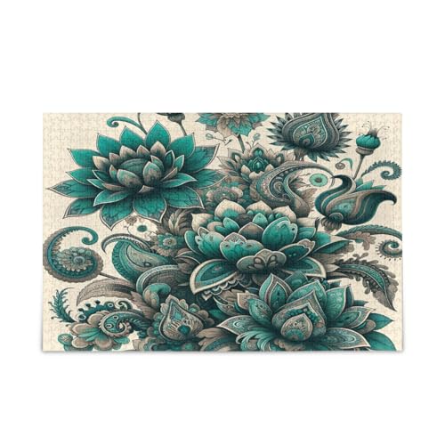 Teal Boho Floral Paisley Flowers Puzzles Family Puzzle 1000 Teile 29,5 × 19,78 cm Teal Boho Floral Paisley Flowers Puzzles Family Puzzle 1000 Teile 29,5 × 19,78 cm von RPLIFE