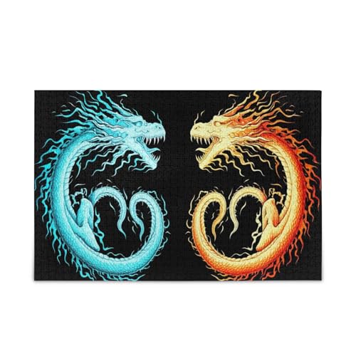 Teal Orange Dragons Black Adult Wooden Puzzles Pretty Puzzle 1000 Pieces Puzzle for Family 29.5×19.17.8 cm Teal Orange Dragons Black Adult Wooden Puzzles Pretty Puzzle 1000 Pieces Puzzle for Family 29.5×19.17.8 cm von RPLIFE