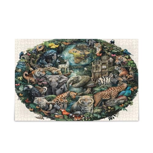 Tiere Thema Muster Erwachsene Holzpuzzles 500 Teile Puzzles für Kinder Einzigartige Puzzles Familienpuzzles von RPLIFE