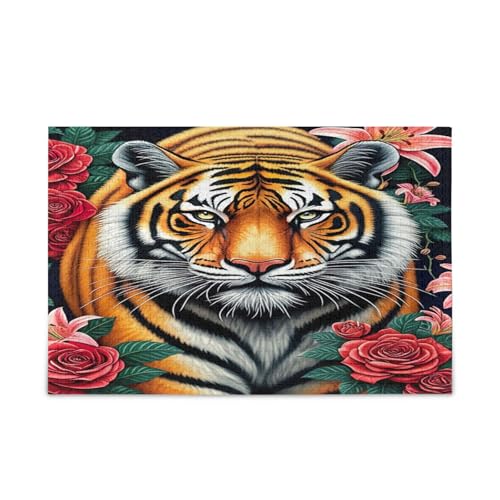 Tiger Red Roses Holzpuzzles für Erwachsene, einzigartige Puzzles, 500 Teile, Puzzle für Erwachsene, 50,5 x 37,8 cm Tiger Red Roses Holzpuzzles für Erwachsene, einzigartige Puzzles, 500 Teile, Puzzle für Erwachsene, 50,5 x 37,8 cm von RPLIFE