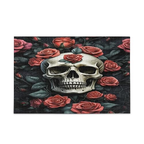 Totenkopf-Rosen, Holz-Puzzles für Erwachsene, 1000 Teile, für Erwachsene, 74 x 70 cm Totenkopf-Rosen, Holz-Puzzles für Erwachsene, 1000 Teile, für Erwachsene, 74 x 70 cm von RPLIFE