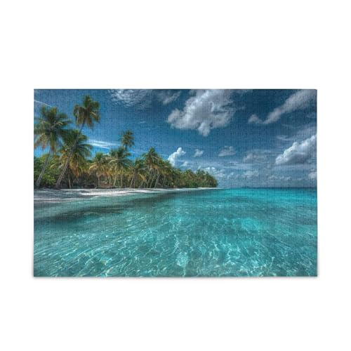 Tropical Beach Holzpuzzles Einzigartige Puzzles für Erwachsene 1000 Teile Puzzle für Erwachsene 29,5 × 19,78 cm von RPLIFE