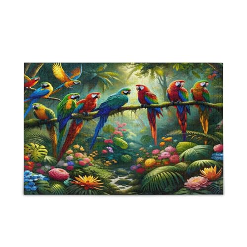 Tropische Blumen Papageien Puzzles, einzigartiges Puzzle, hübsches Puzzle, Bildpuzzles von RPLIFE