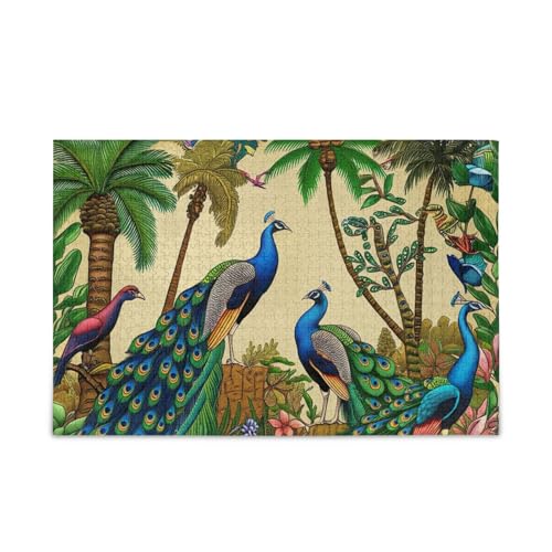 Tropischer Pfauenholz-Puzzle, Familienpuzzle, 500 Teile, 50 x 37 cm von RPLIFE