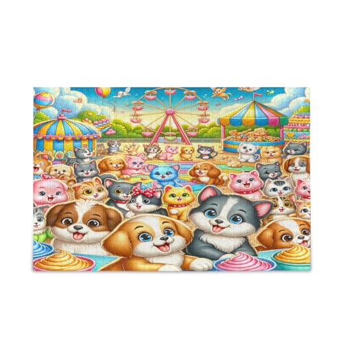 Vergnügungspark Vergnügungspark Verschiedene Einrichtungen Niedliche Tiere 500 Teile Puzzles für Erwachsene, Holz Puzzle Erwachsene, Familie Puzzles von RPLIFE