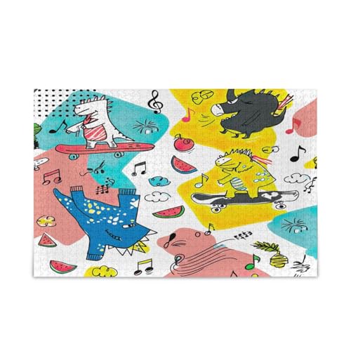 Verspielte Cartoon-Dinosaurier-Puzzles für Erwachsene, 500 Teile, 50 x 37 cm von RPLIFE