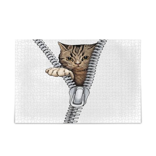 Verspielte Katzen-Puzzle, einzigartige Puzzles, 1000 Teile, Puzzle für Erwachsene, 74 x 70 cm von RPLIFE